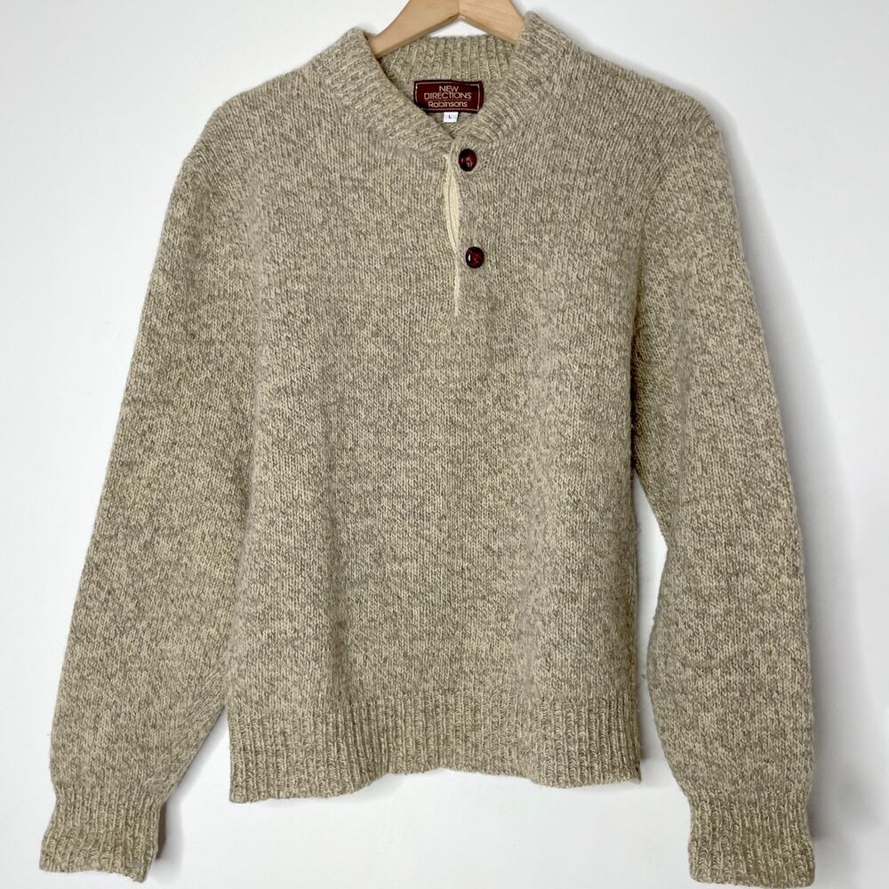 Vintage 90s Wool Blend Sweater Sz M Preppy Minimalist Old Money Guernsey CBK